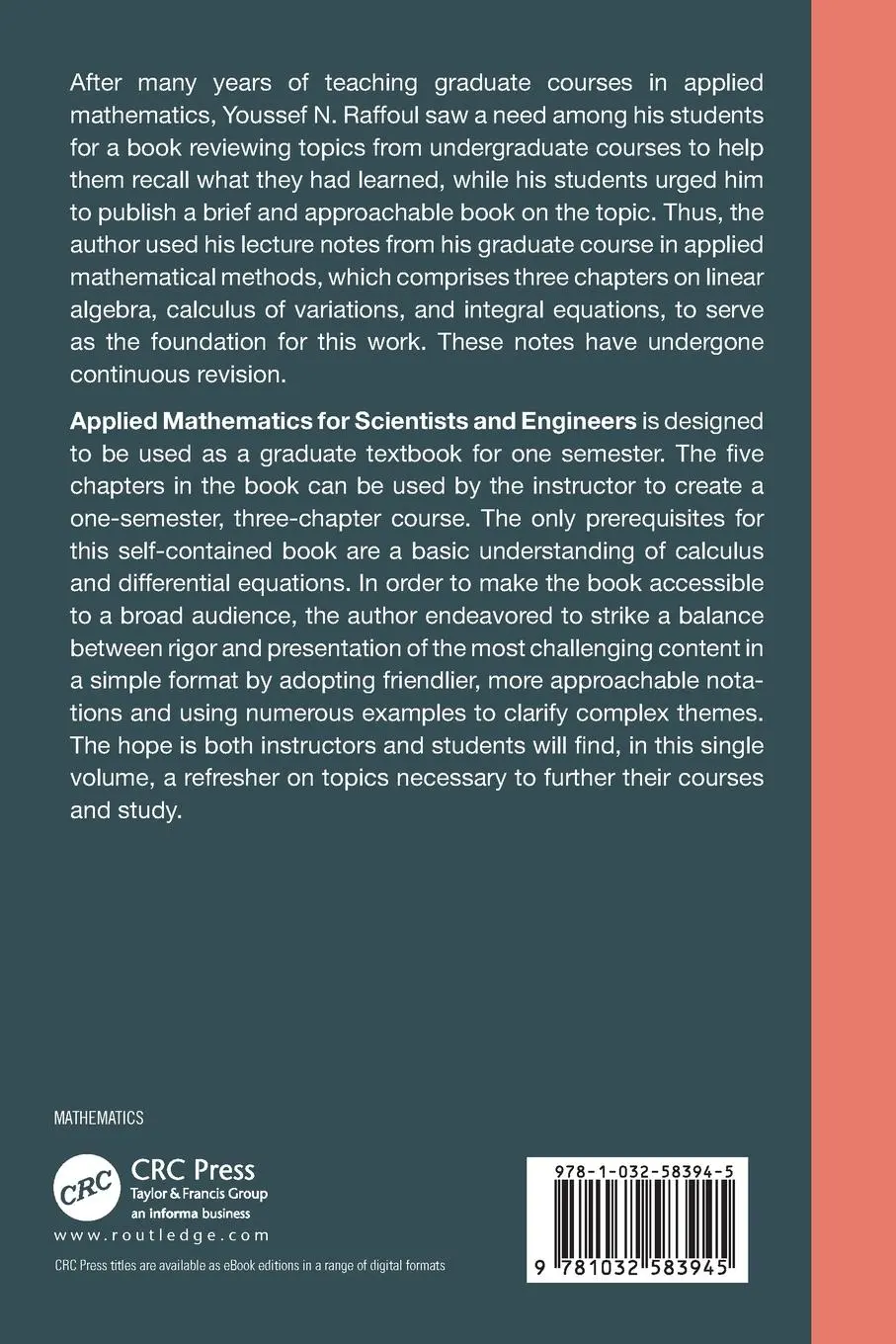 Rückseite: 9781032583945 | Applied Mathematics for Scientists and Engineers | Youssef Raffoul