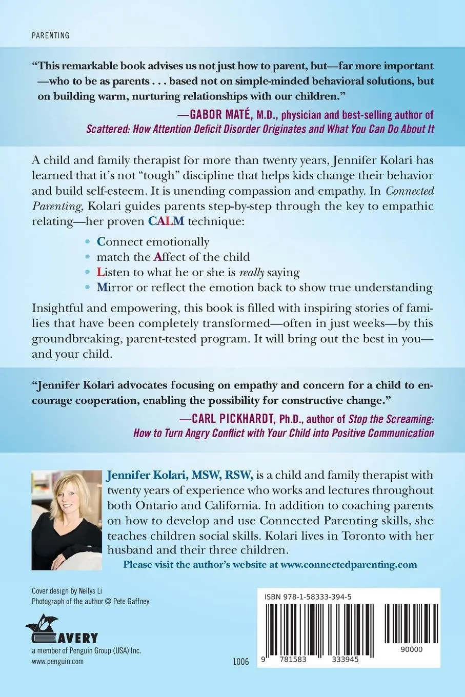 Rückseite: 9781583333945 | Connected Parenting | Jennifer Kolari | Taschenbuch | Englisch | 2010