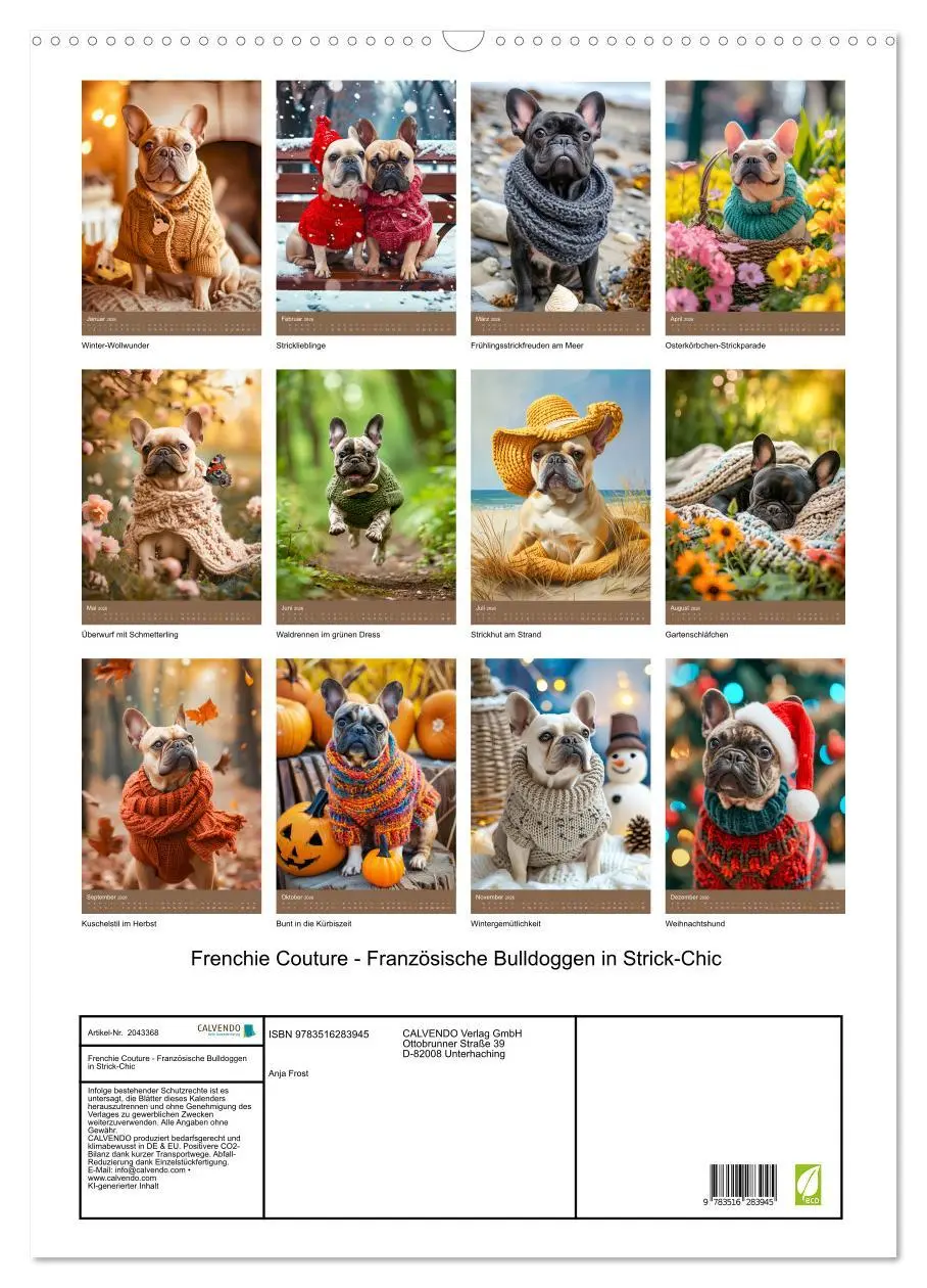 Bild: 9783516283945 | Frenchie Couture - Französische Bulldoggen in Strick-Chic...