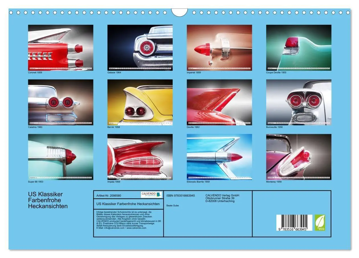 Bild: 9783516663945 | US Klassiker Farbenfrohe Heckansichten (Wandkalender 2026 DIN A3...