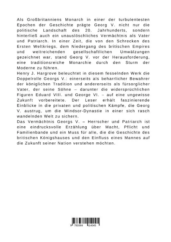 Rückseite: 9783384414045 | Das Vermächtnis Georgs V. ¿ Herrscher und Patriarch | Hargrove | Buch