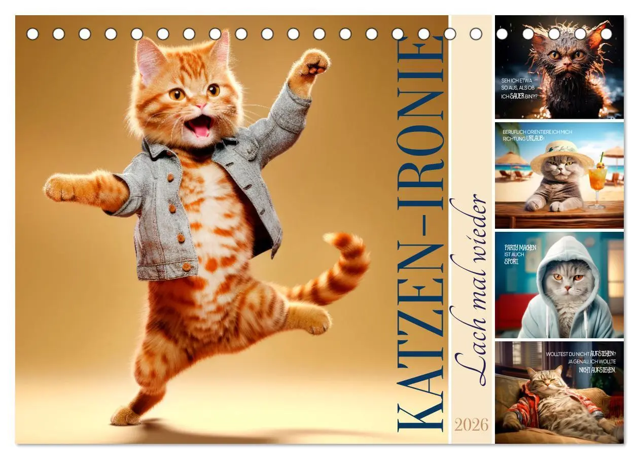 Cover: 9783457464045 | KATZEN-IRONIE Lach mal wieder (Tischkalender 2026 DIN A5 quer),...