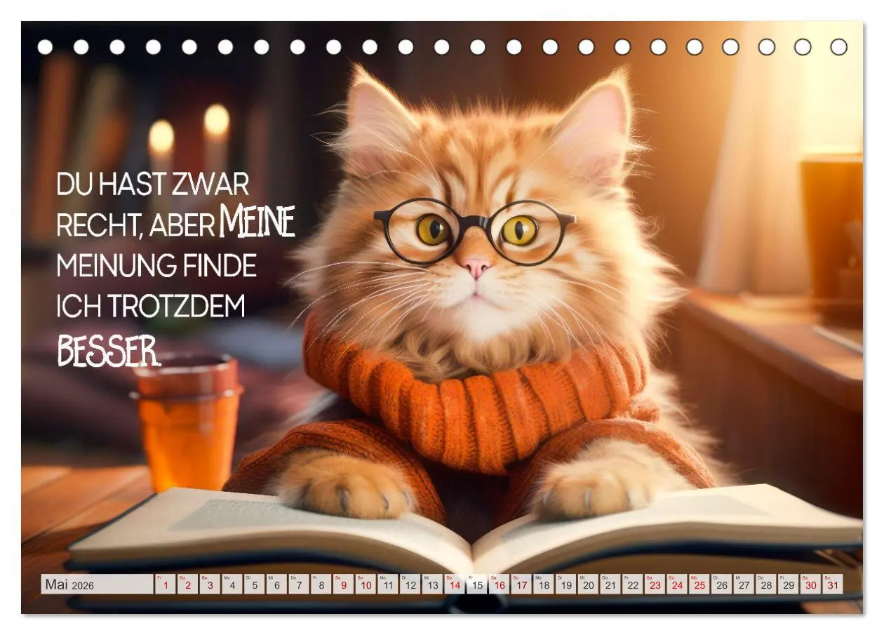 Bild: 9783457464045 | KATZEN-IRONIE Lach mal wieder (Tischkalender 2026 DIN A5 quer),...