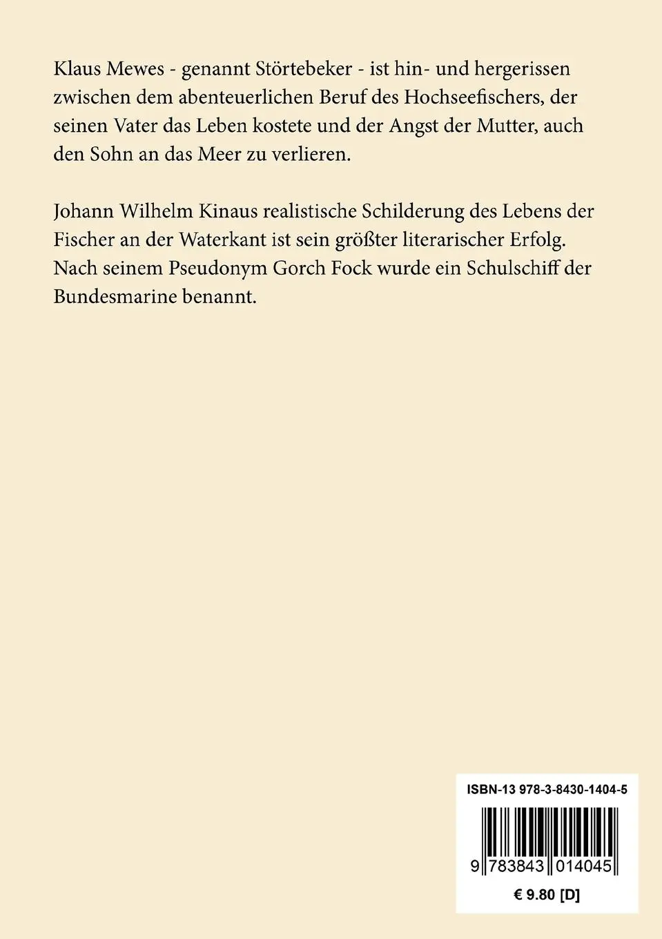 Rückseite: 9783843014045 | Seefahrt ist not! | Gorch Fock | Taschenbuch | 204 S. | Deutsch | 2016