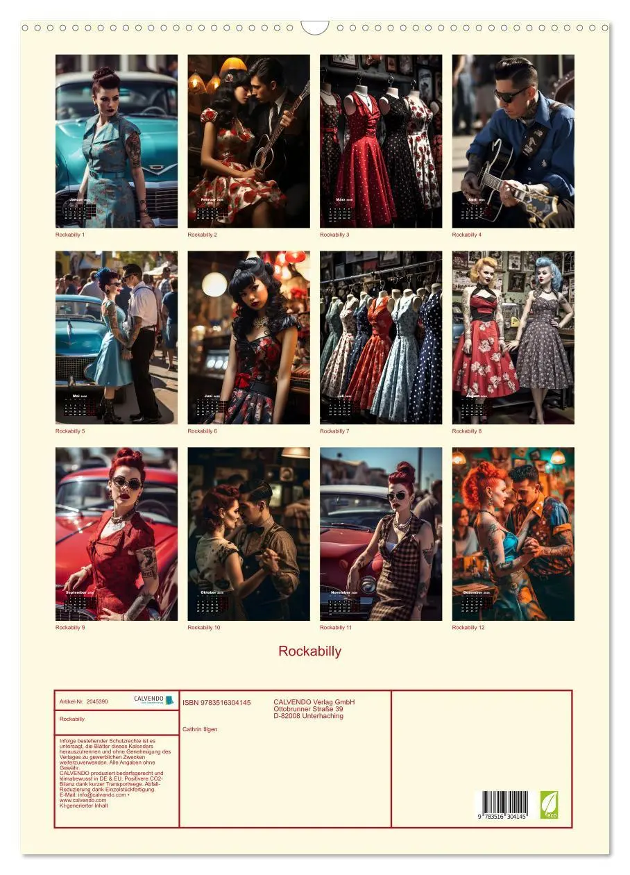 Bild: 9783516304145 | Rockabilly (Wandkalender 2026 DIN A2 hoch), CALVENDO Monatskalender