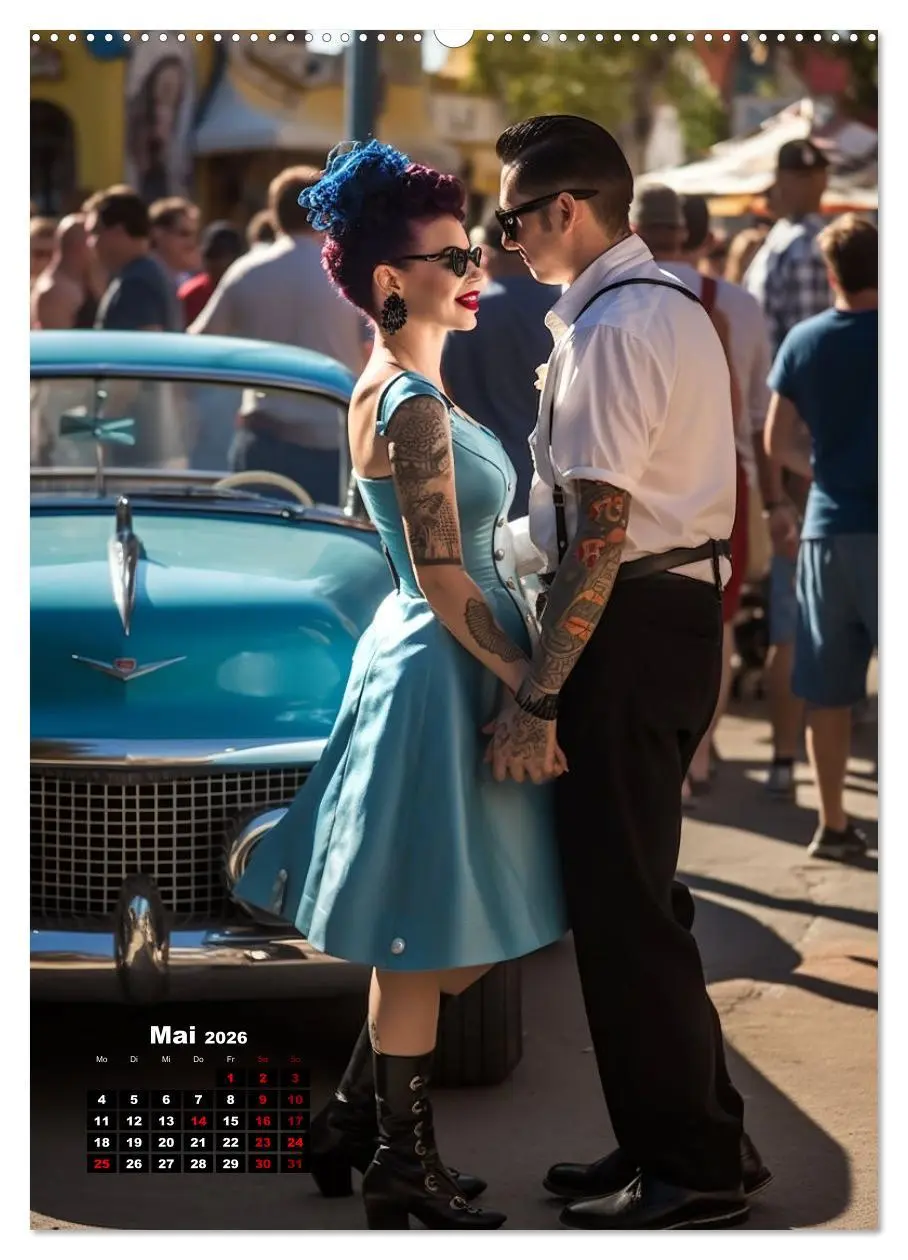 Bild: 9783516304145 | Rockabilly (Wandkalender 2026 DIN A2 hoch), CALVENDO Monatskalender