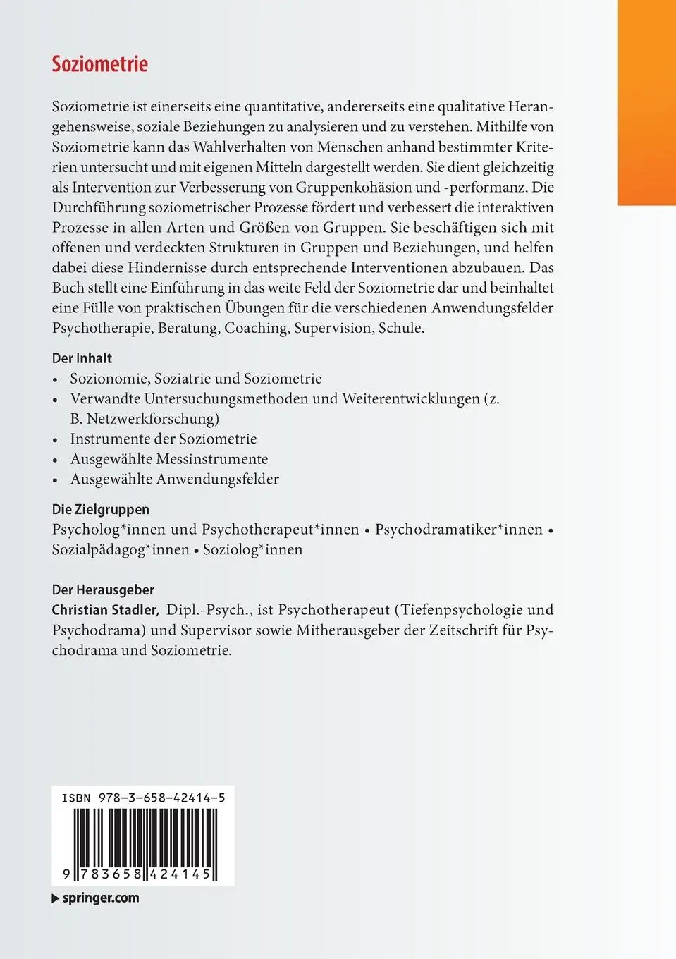 Rückseite: 9783658424145 | Soziometrie | Christian Stadler | Taschenbuch | vi | Deutsch | 2024