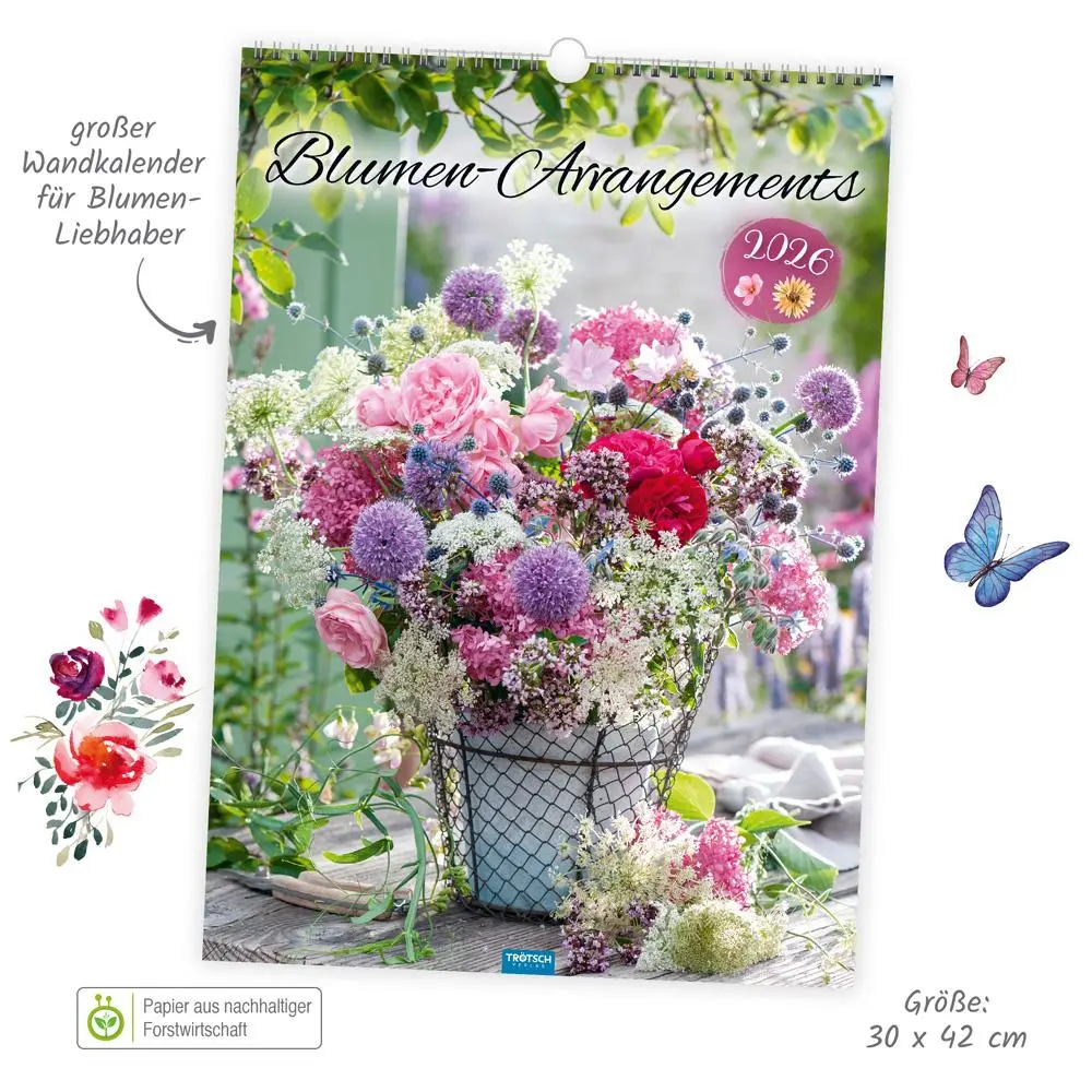 Bild: 9783988024145 | Trötsch Großbildkalender Blumen-Arrangements 2026 | Wandkalender | KG