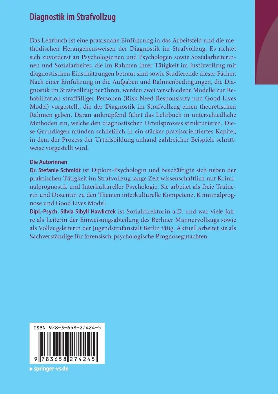 Rückseite: 9783658274245 | Diagnostik im Strafvollzug | Eine praxisorientierte Einführung | Buch
