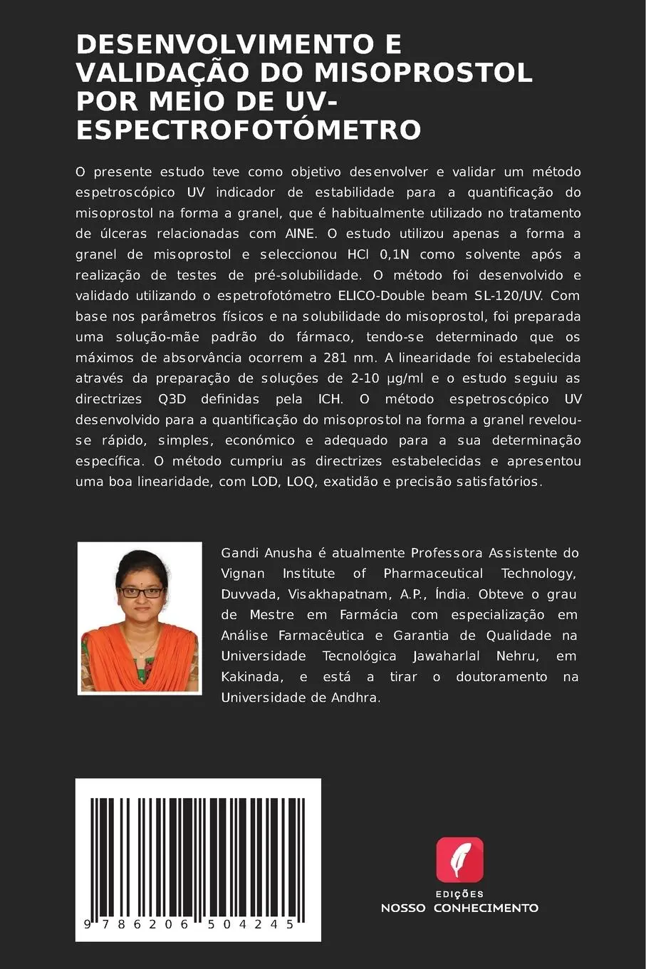 Rückseite: 9786206504245 | DESENVOLVIMENTO E VALIDAÇÃO DO MISOPROSTOL POR MEIO DE...