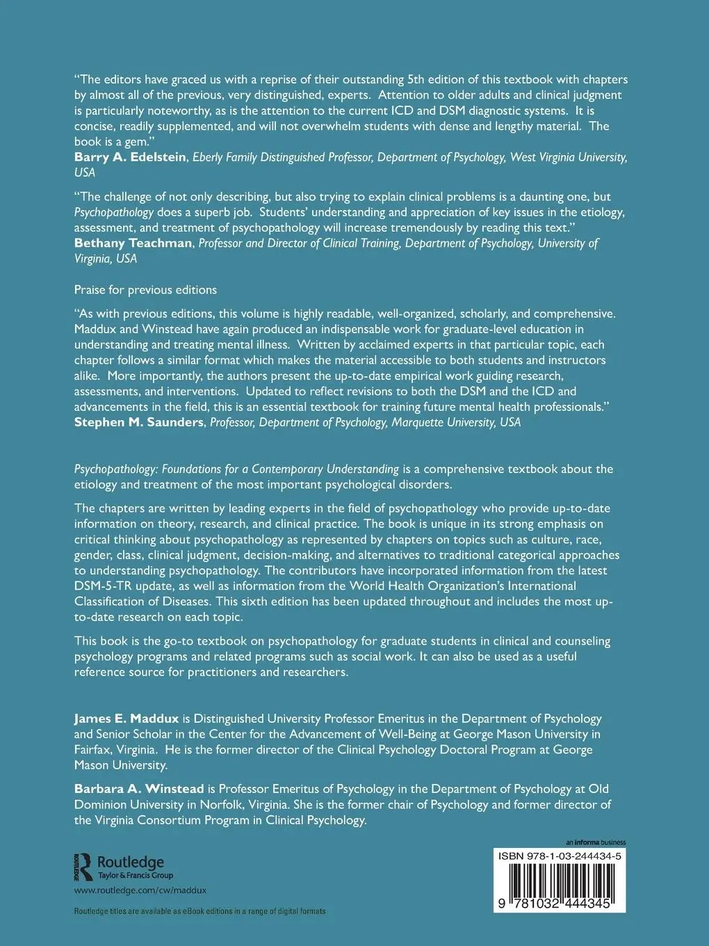 Rückseite: 9781032444345 | Psychopathology | Foundations for a Contemporary Understanding | Buch