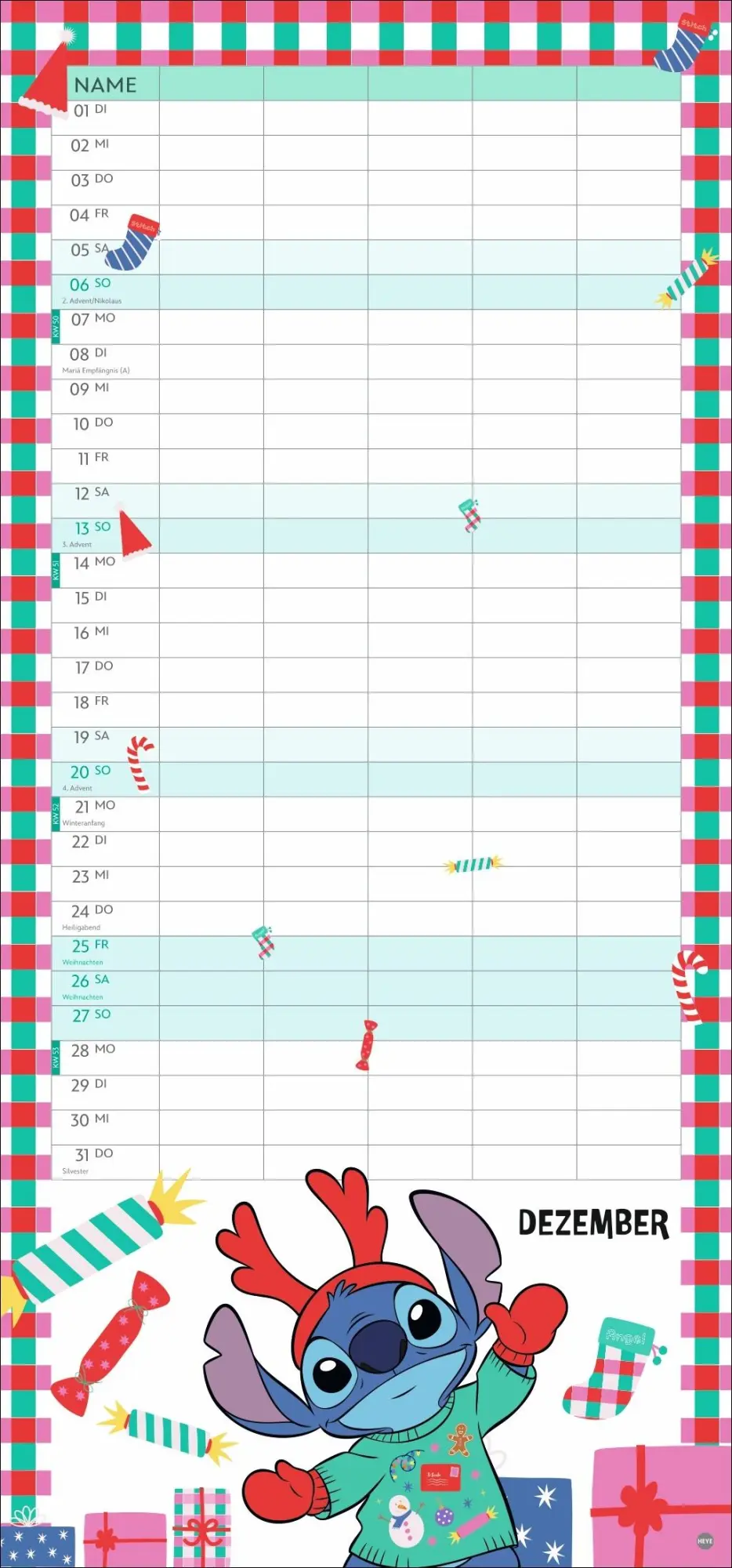 Bild: 9783756414345 | Stitch Familienplaner 2026 | Kalender | Familienplaner Athesia | 15 S.