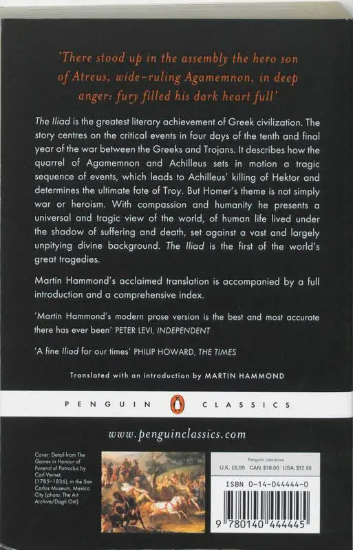 Rückseite: 9780140444445 | The Iliad | Homer | Taschenbuch | 528 S. | Englisch | 1987