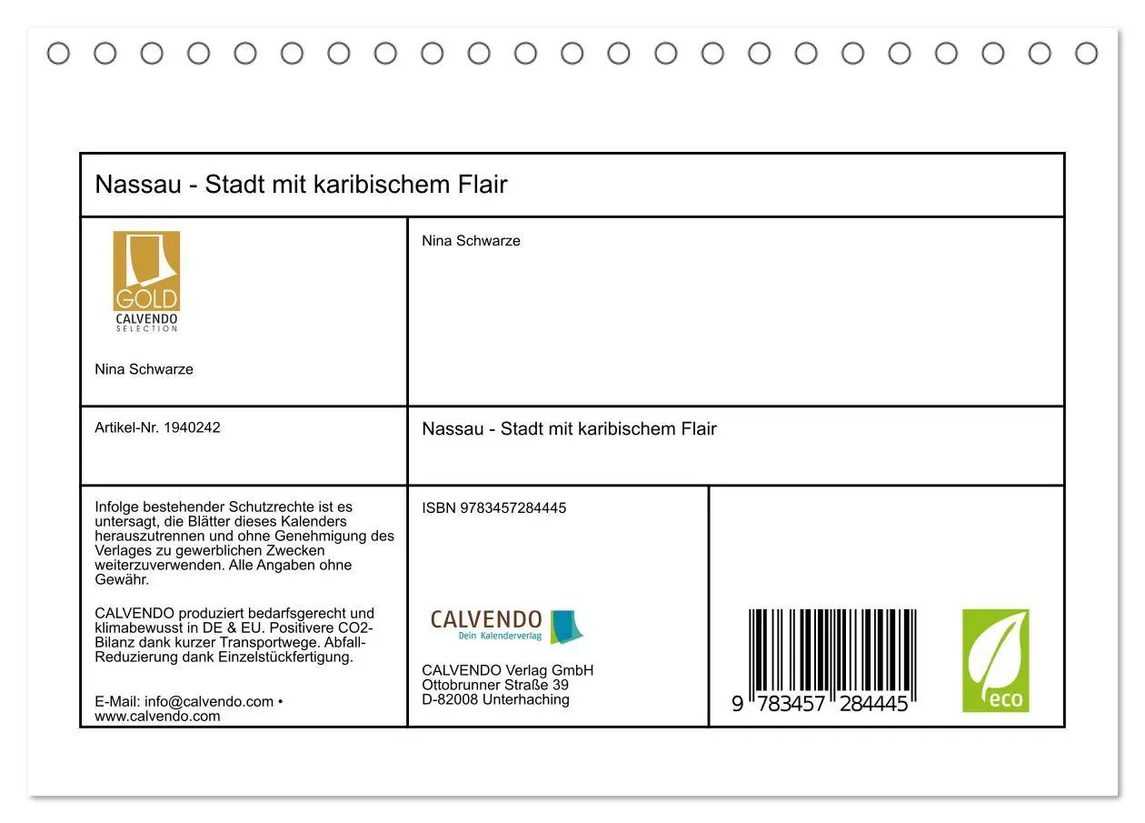 Bild: 9783457284445 | Nassau - Stadt mit karibischem Flair (Tischkalender 2026 DIN A5...
