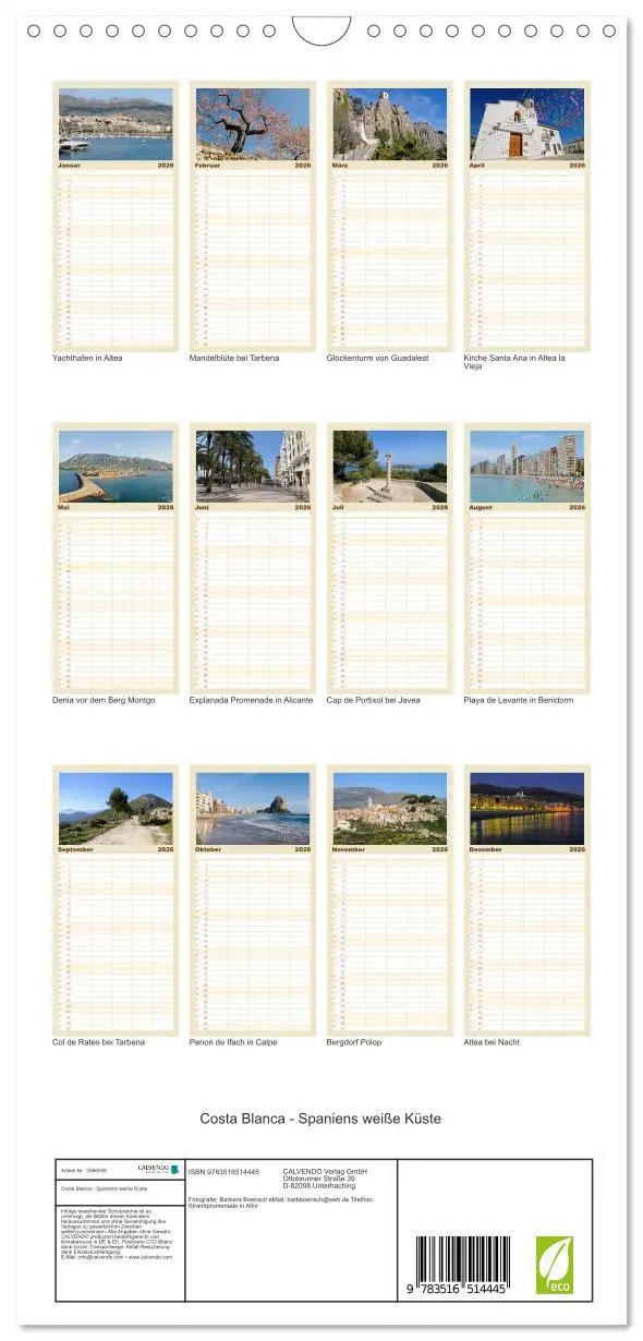 Bild: 9783516514445 | Familienplaner 2026 - Costa Blanca - Spaniens weiße Küste mit 5...