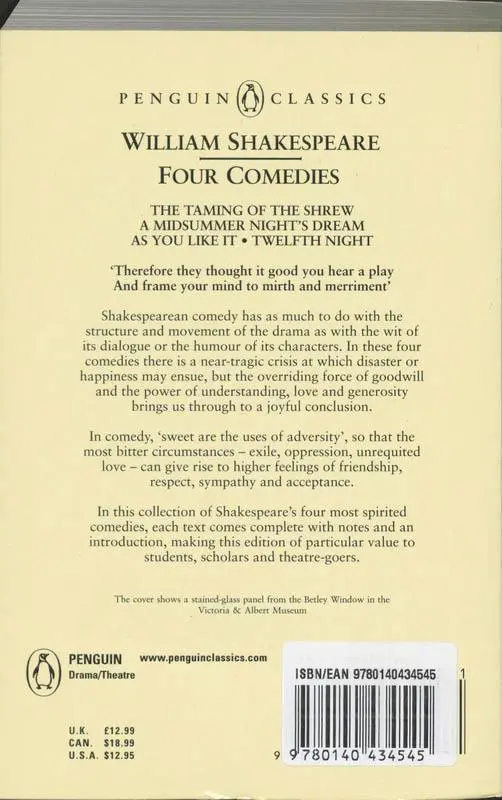 Rückseite: 9780140434545 | Four Comedies | William Shakespeare | Taschenbuch | Englisch | 1994