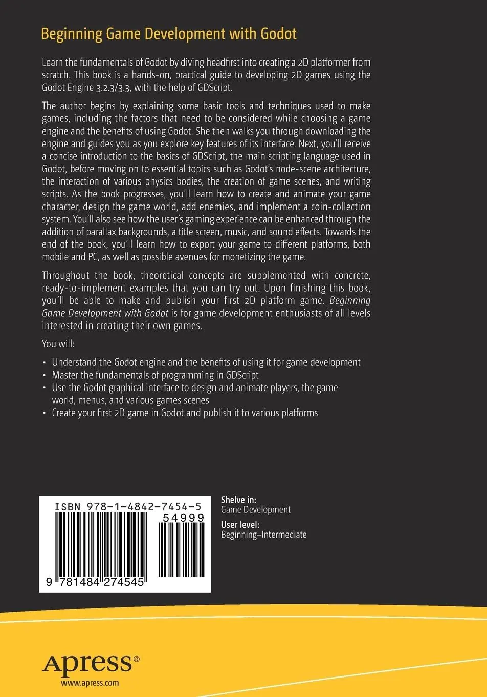 Rückseite: 9781484274545 | Beginning Game Development with Godot | Maithili Dhule | Taschenbuch