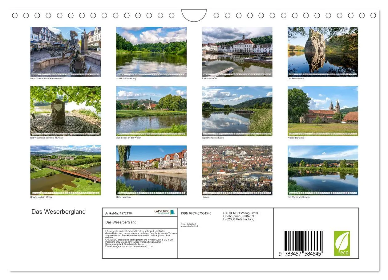 Bild: 9783457584545 | Das Weserbergland (Wandkalender 2026 DIN A4 quer), CALVENDO...