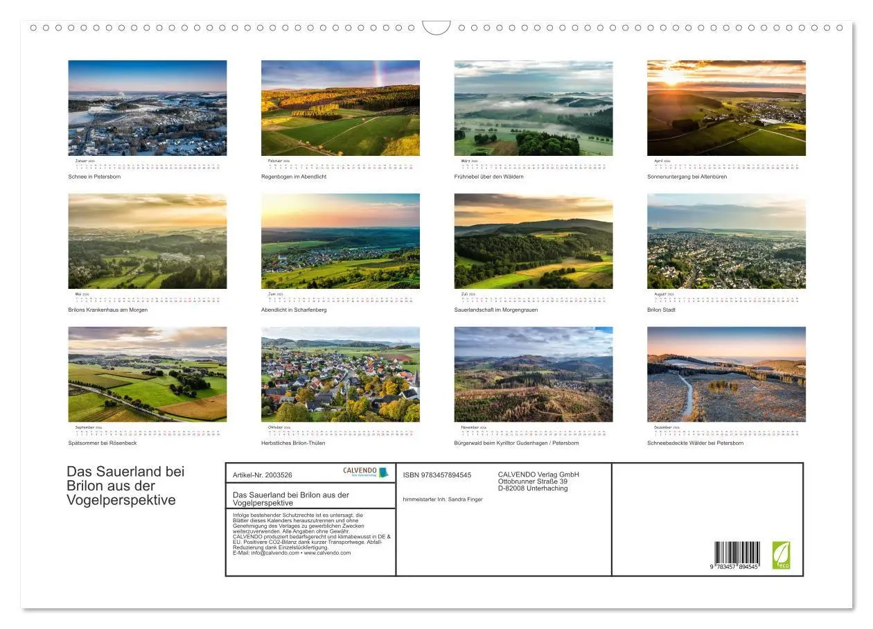Bild: 9783457894545 | Das Sauerland bei Brilon aus der Vogelperspektive (Wandkalender...