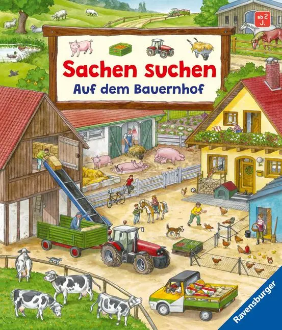 Cover: 9783473324545 | Sachen suchen: Auf dem Bauernhof - Wimmelbuch ab 2 Jahren | Gernhäuser