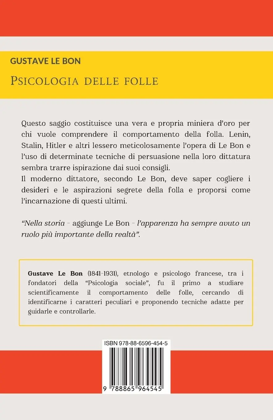 Rückseite: 9788865964545 | Psicologia Delle Folle | Gustave Le Bon | Taschenbuch | Italienisch