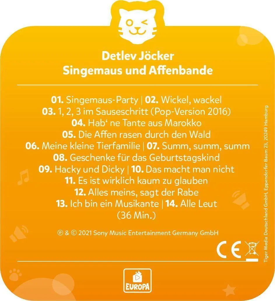 Bild: 4260535484645 | tigercard - Detlev Jöcker - Singemaus und Affenbande | Deutsch | 2021