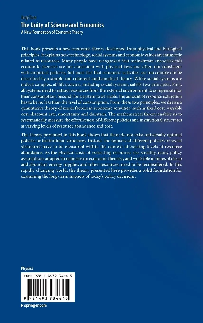 Rückseite: 9781493934645 | The Unity of Science and Economics | Jing Chen | Buch | xvi | Englisch