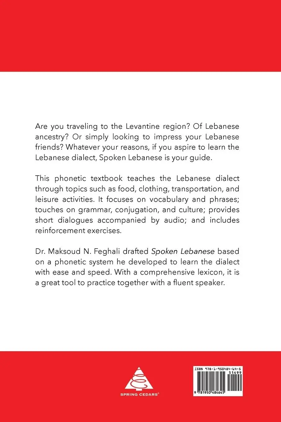 Rückseite: 9781950484645 | Spoken Lebanese | A Phonetic Textbook (New Edition) | Feghali | Buch
