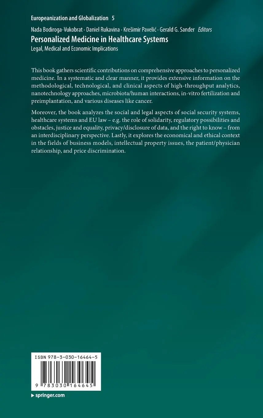 Rückseite: 9783030164645 | Personalized Medicine in Healthcare Systems | Buch | ix | Englisch