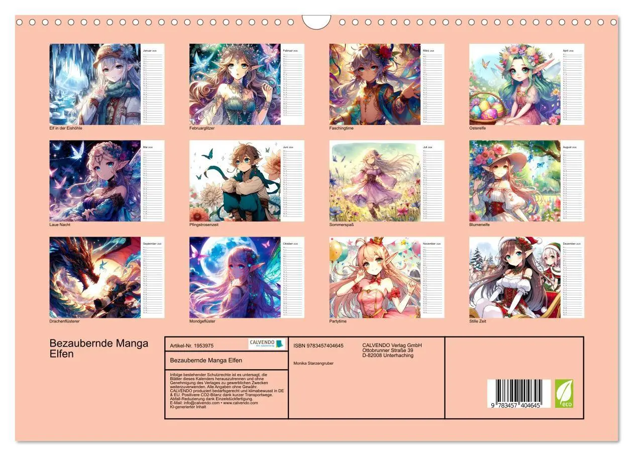 Bild: 9783457404645 | Bezaubernde Manga Elfen (Wandkalender 2026 DIN A3 quer), CALVENDO...