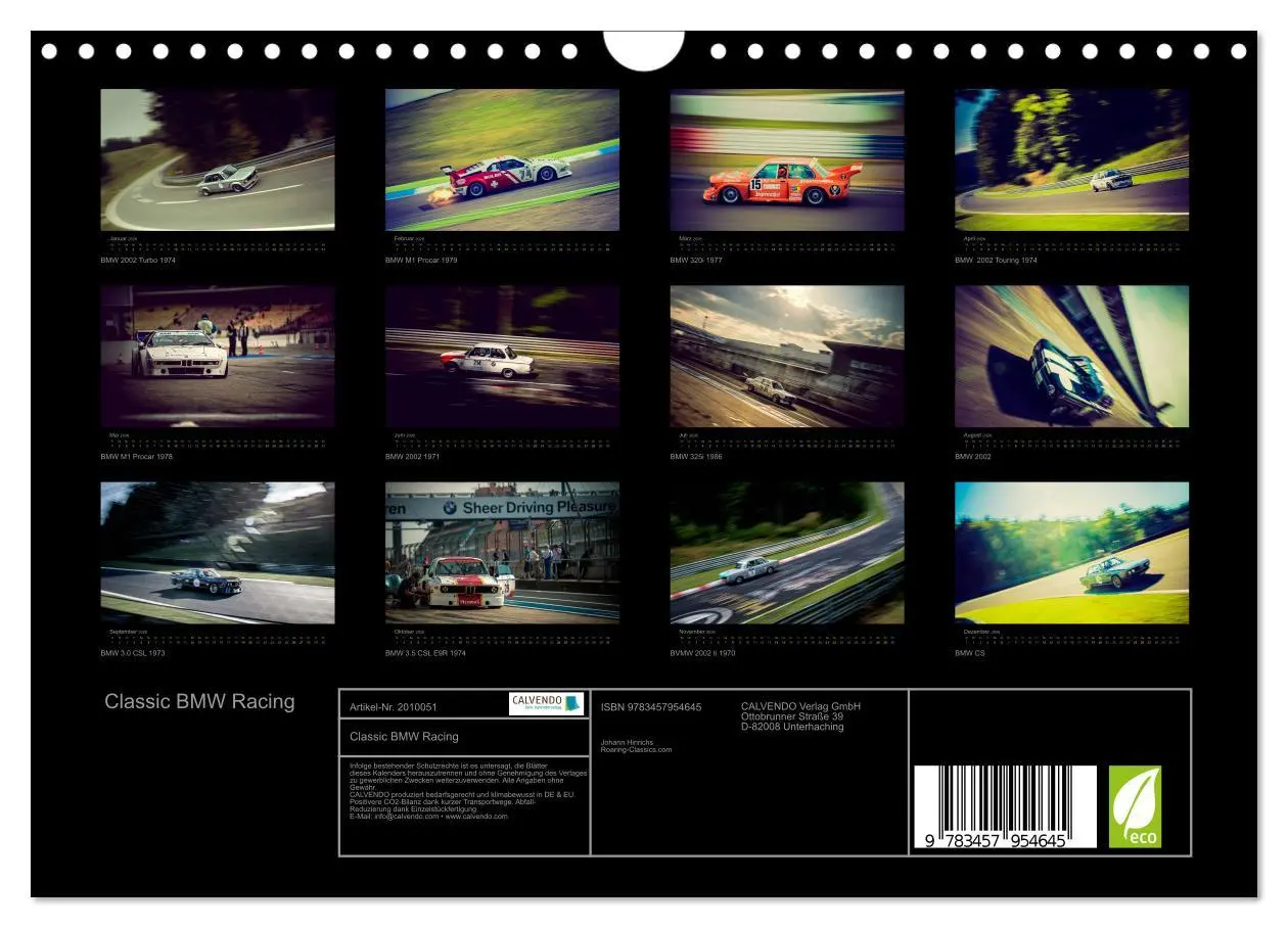 Bild: 9783457954645 | Classic BMW Racing (Wandkalender 2026 DIN A4 quer), CALVENDO...