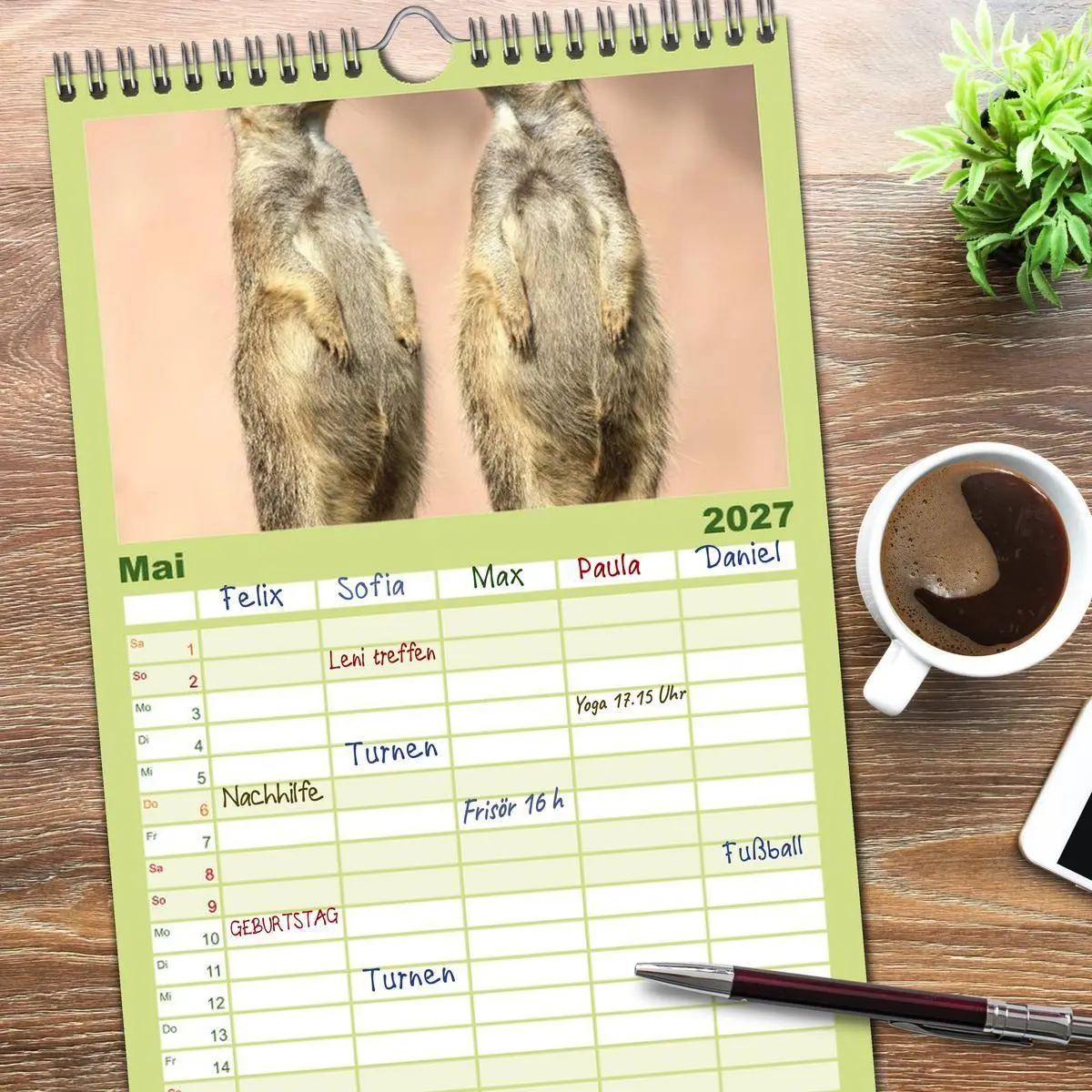 Bild: 9783594334645 | Familienplaner 2027 - Erdmännchen mit 5 Spalten (Wandkalender, 21 x...