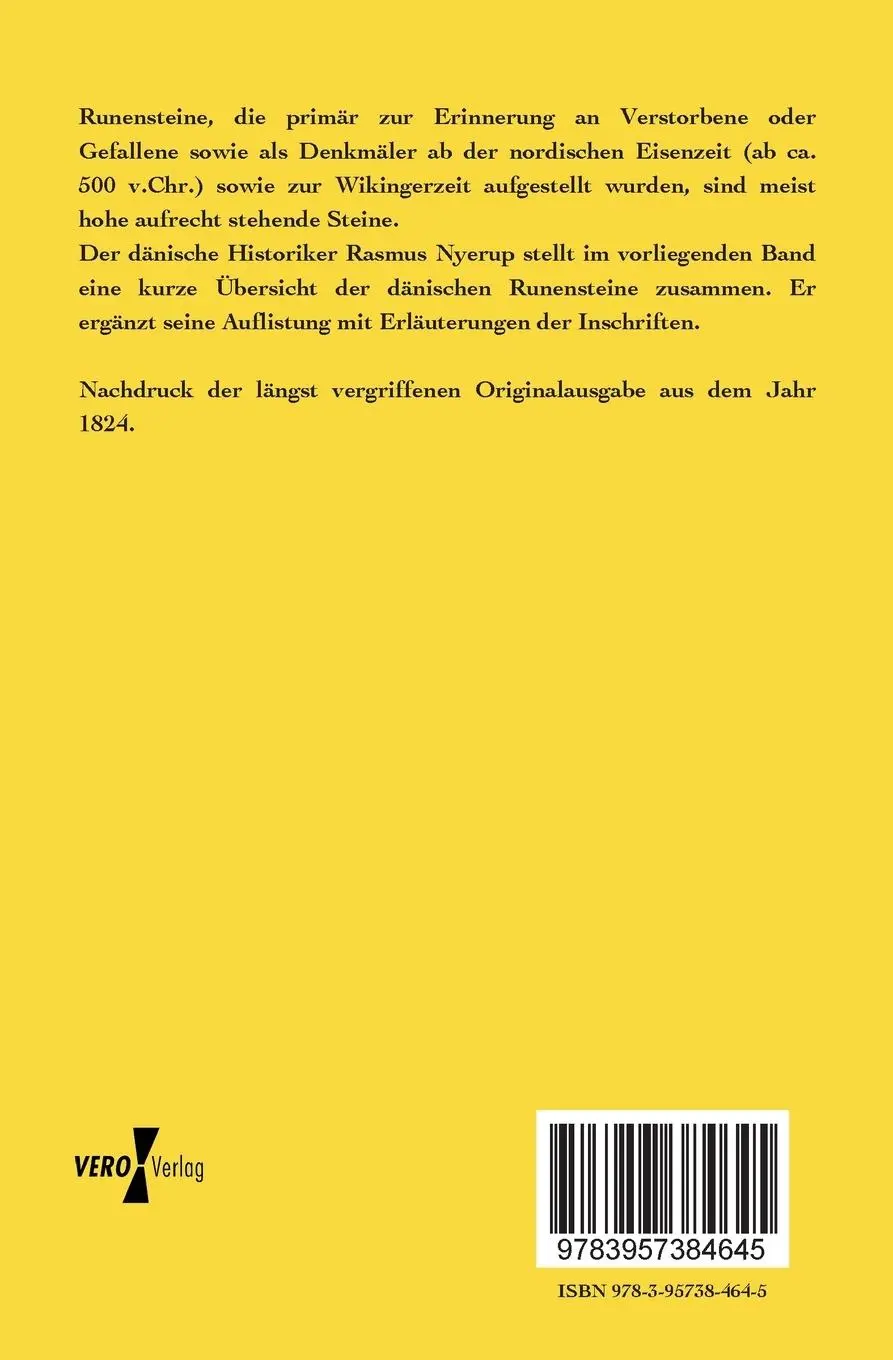 Rückseite: 9783957384645 | Verzeichnis der in Dänemark 1824 noch vorhandenen Runensteine | Nyerup