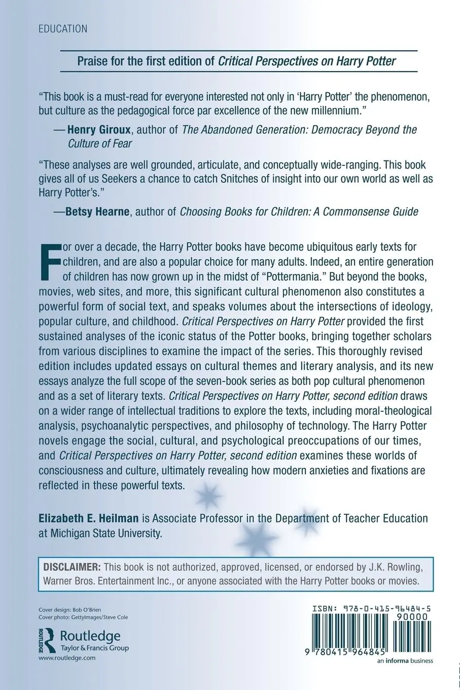 Rückseite: 9780415964845 | Critical Perspectives on Harry Potter | Elizabeth E. Heilman | Buch