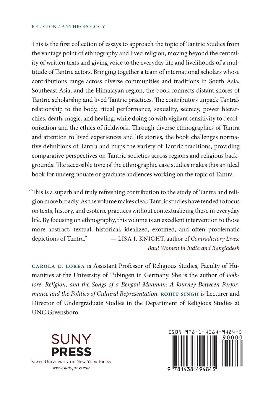 Rückseite: 9781438494845 | The Ethnography of Tantra | Carola Erika Lorea (u. a.) | Taschenbuch