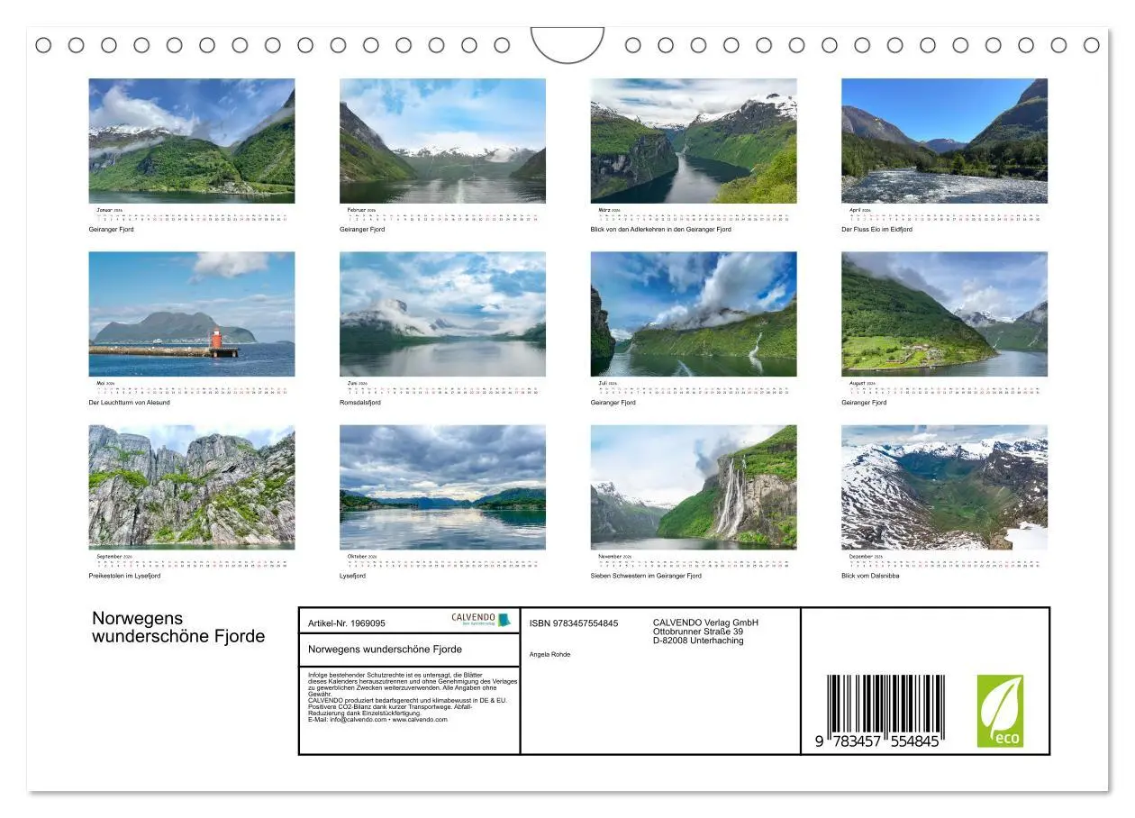 Bild: 9783457554845 | Norwegens wunderschöne Fjorde (Wandkalender 2026 DIN A4 quer),...