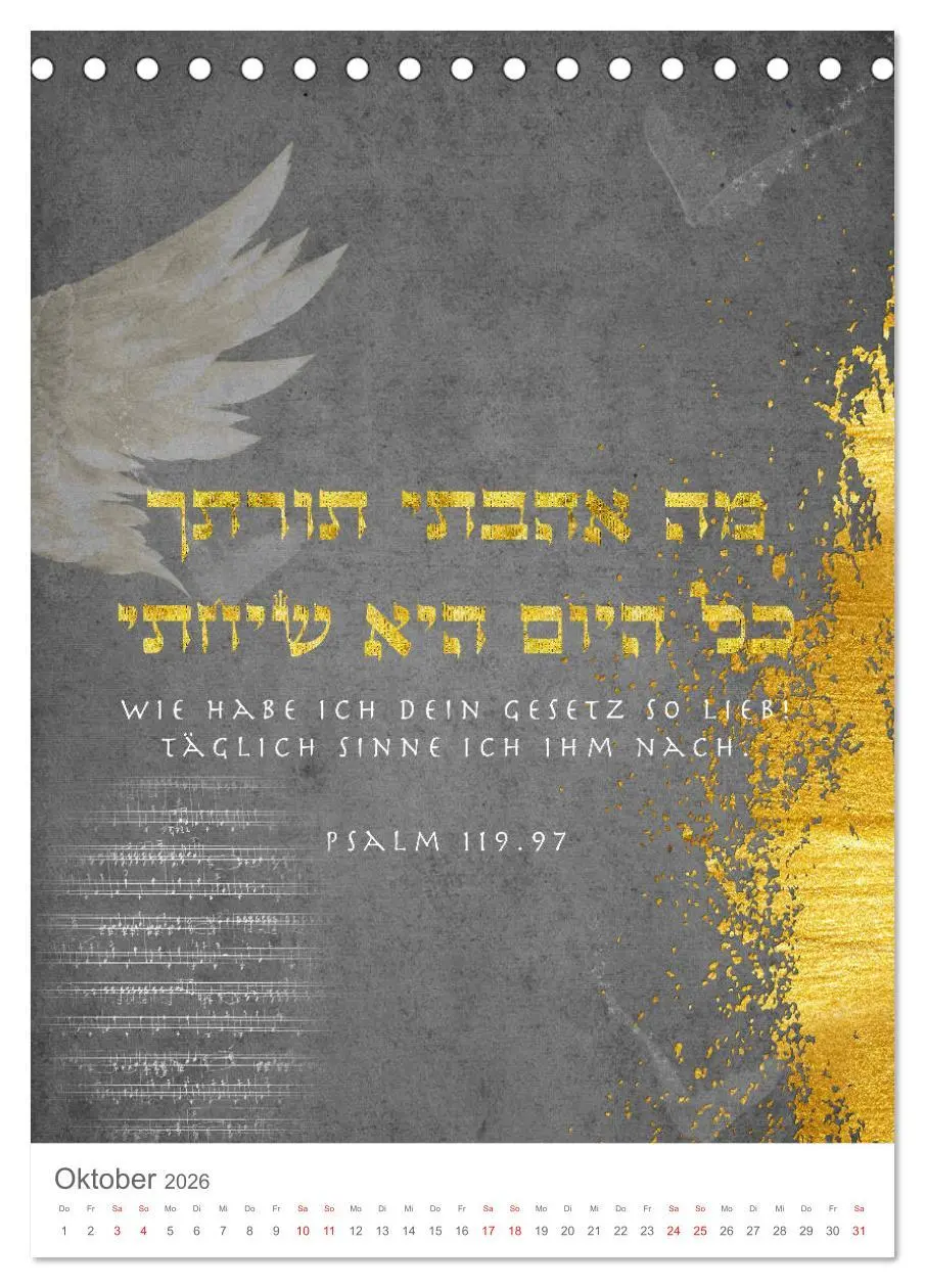 Bild: 9783516404845 | Psalmen Tehilim Hebräisch - Deutsch (Tischkalender 2026 DIN A5...