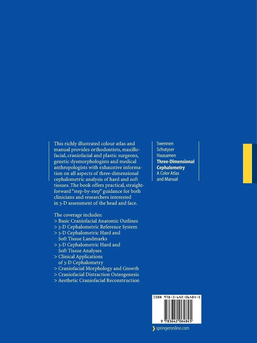Rückseite: 9783642064845 | Three-Dimensional Cephalometry | A Color Atlas and Manual | Buch