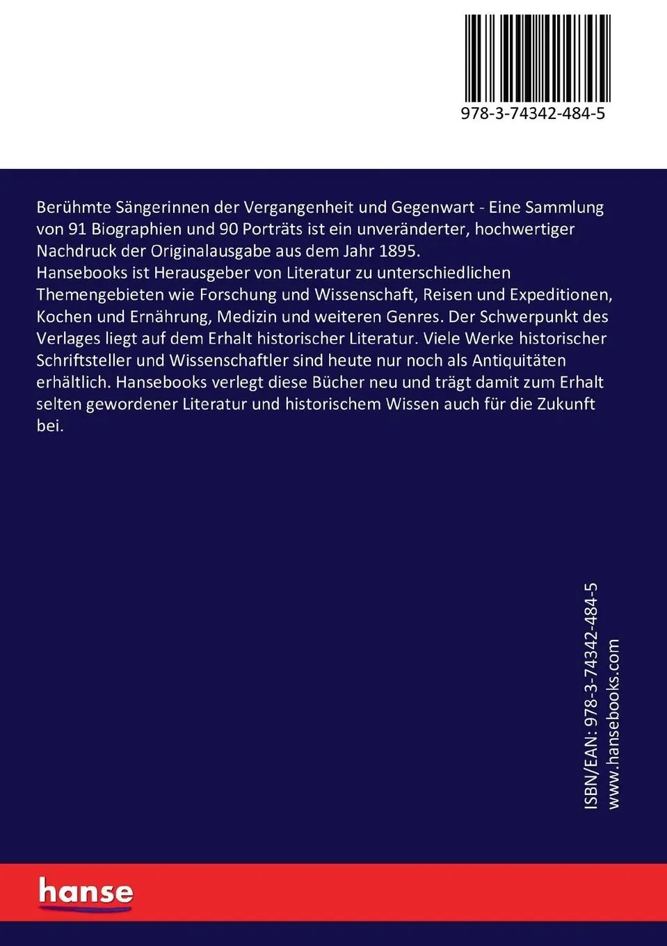 Rückseite: 9783743424845 | Berühmte Sängerinnen der Vergangenheit und Gegenwart | A. Ehrlich