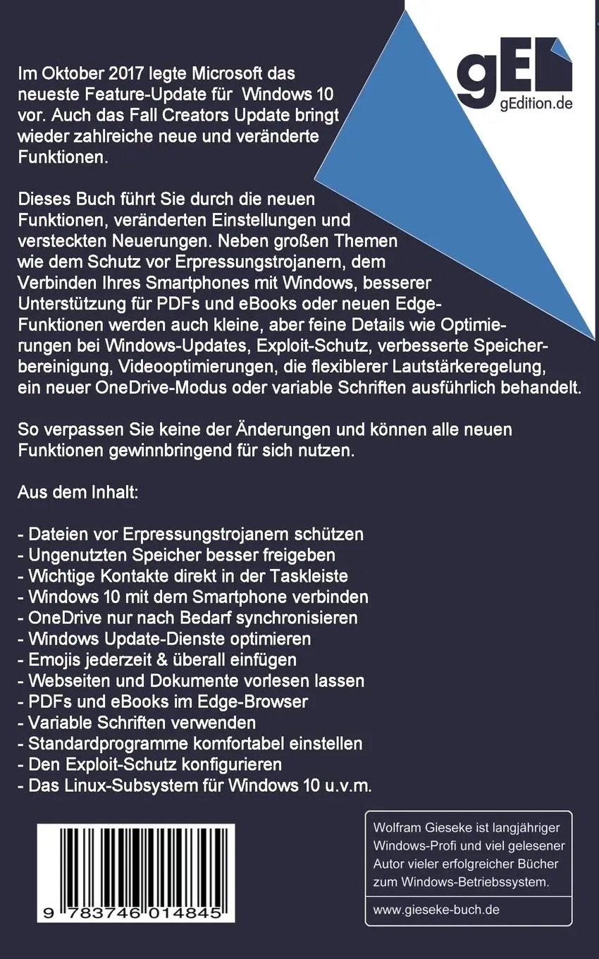 Rückseite: 9783746014845 | Windows 10 Update - Herbst 2017 | Alles über das 2. Creators Update