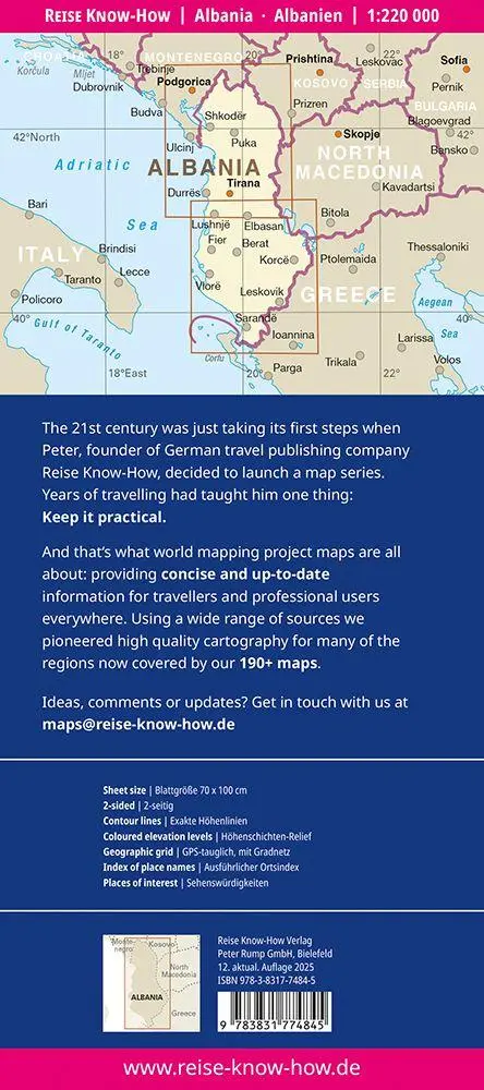 Bild: 9783831774845 | Reise Know-How Landkarte Albanien / Albania (1:220.000) | (Land-)Karte