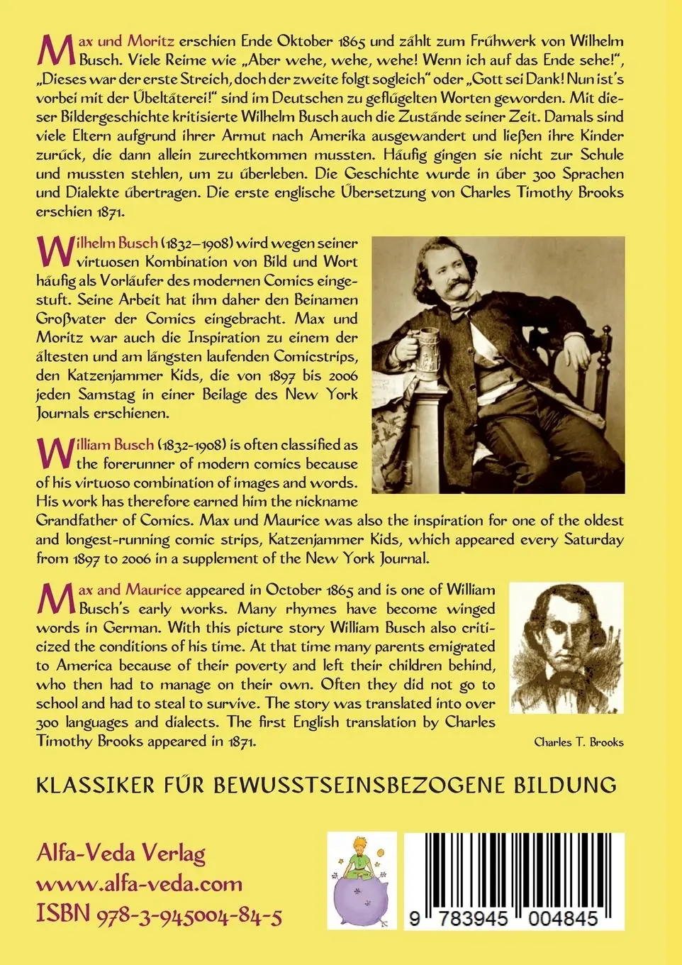 Rückseite: 9783945004845 | Max &amp; Moritz Bilingual | Wilhelm Busch | Taschenbuch | 72 S. | Deutsch