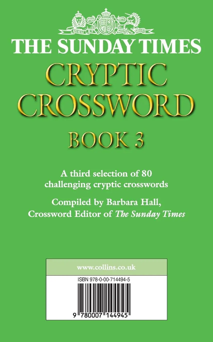 Rückseite: 9780007144945 | The Sunday Times Cryptic Crossword Book 3 | Barbara Hall | Taschenbuch