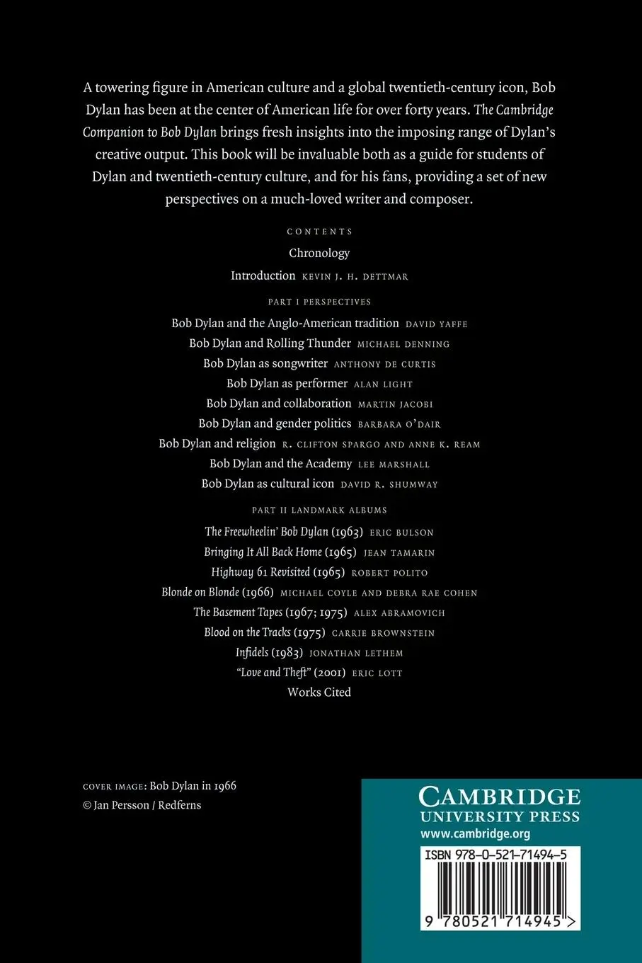 Rückseite: 9780521714945 | The Cambridge Companion to Bob Dylan | Kevin J. H. Dettmar | Buch