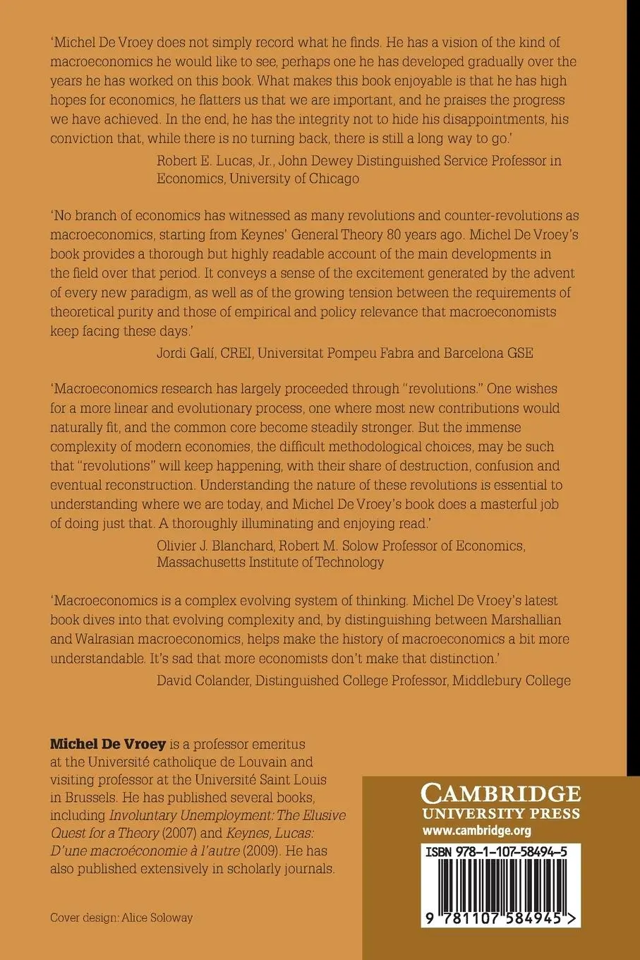 Rückseite: 9781107584945 | A History of Macroeconomics from Keynes to Lucas and Beyond | Vroey