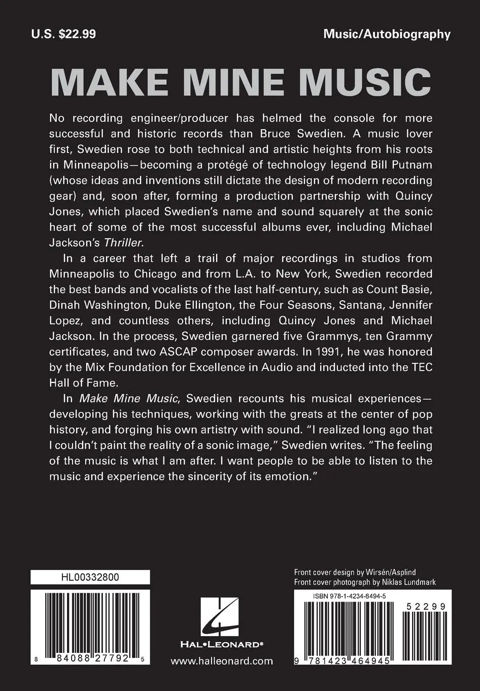 Rückseite: 9781423464945 | Make Mine Music | Bruce Swedien | Taschenbuch | Englisch | 2009
