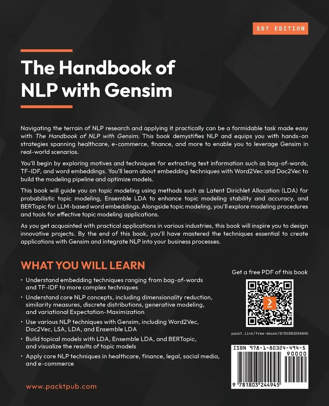 Rückseite: 9781803244945 | The Handbook of NLP with Gensim | Chris Kuo | Taschenbuch | Englisch