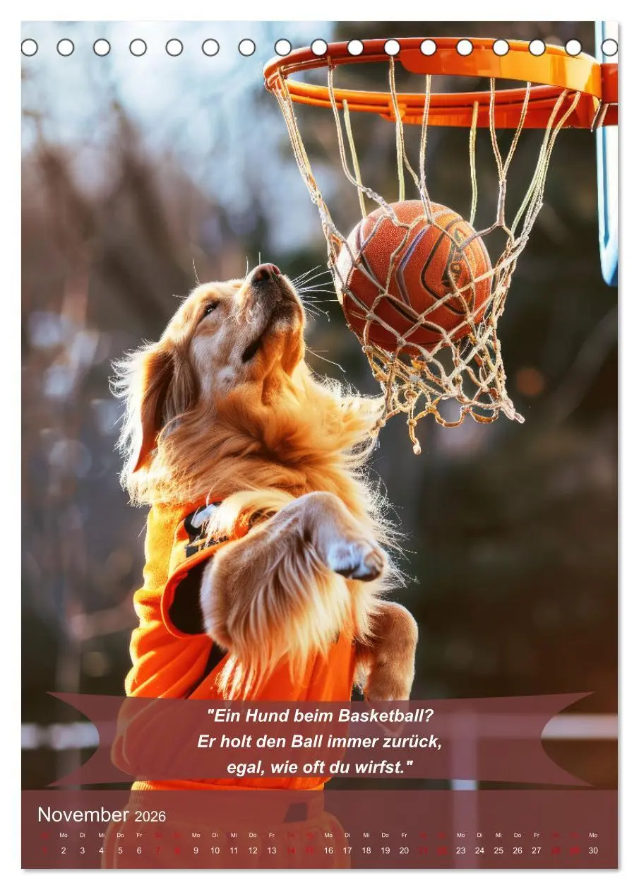 Bild: 9783516254945 | Der tierisch lustige Basketball-Kalender (Tischkalender 2026 DIN A5...