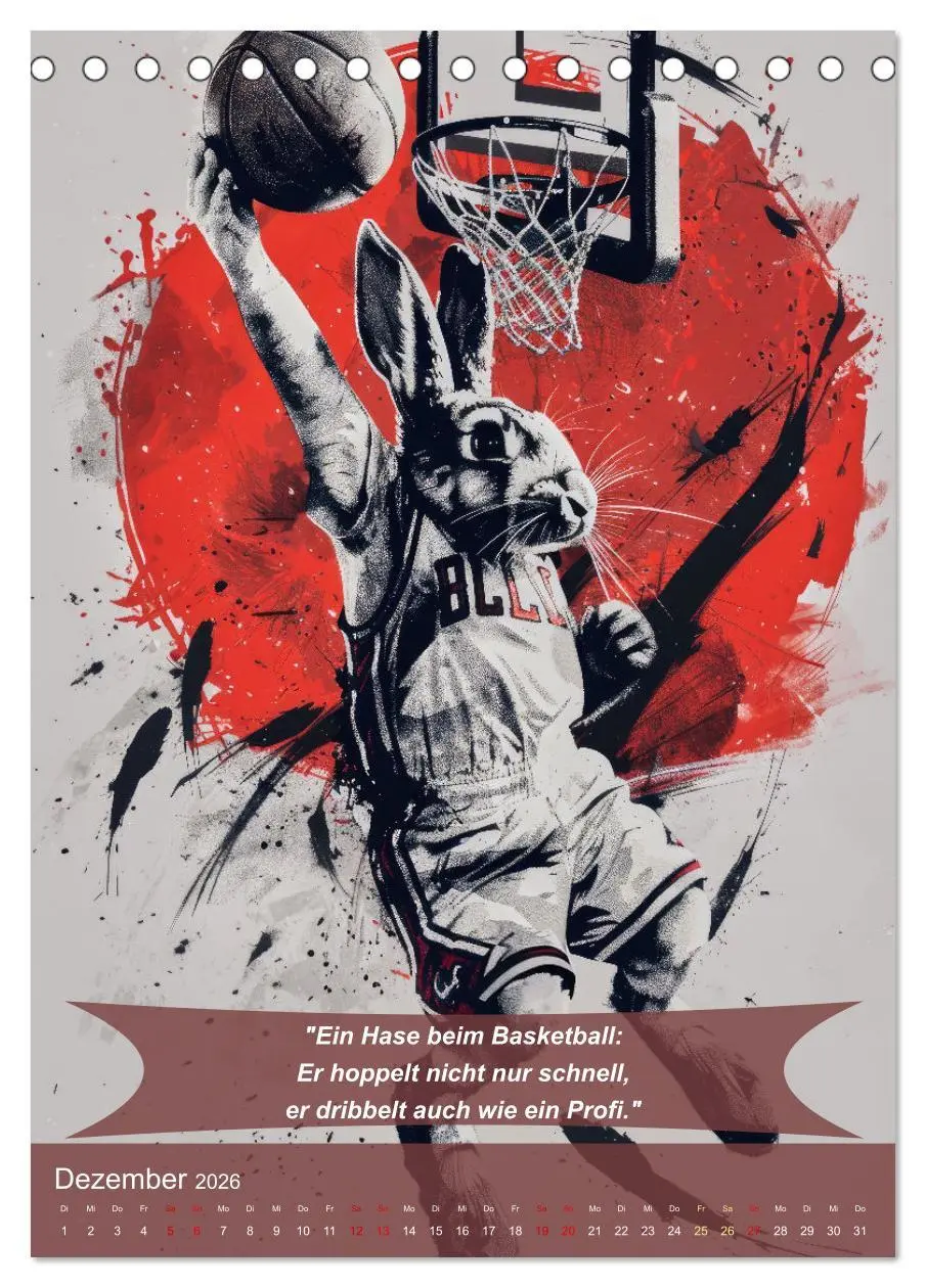 Bild: 9783516254945 | Der tierisch lustige Basketball-Kalender (Tischkalender 2026 DIN A5...