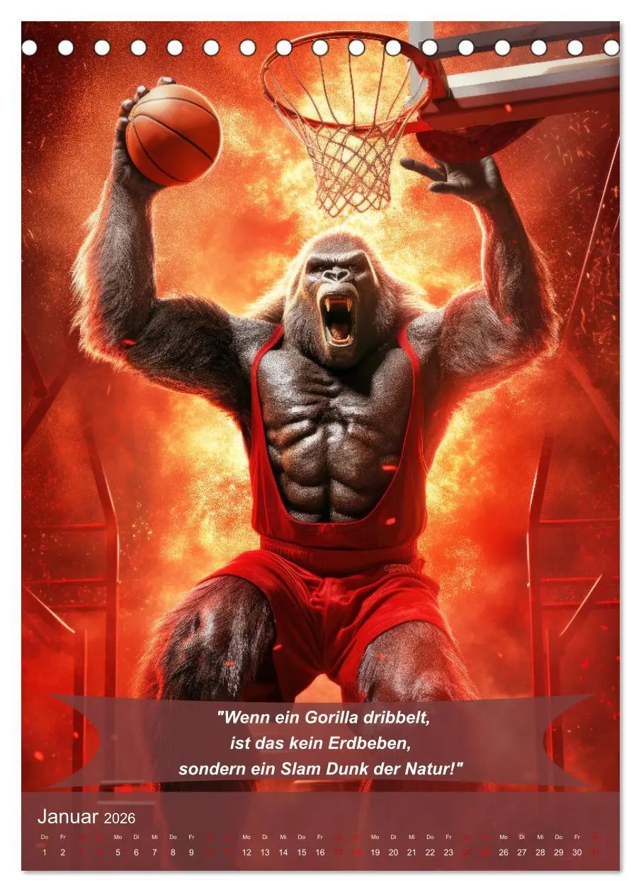 Bild: 9783516254945 | Der tierisch lustige Basketball-Kalender (Tischkalender 2026 DIN A5...